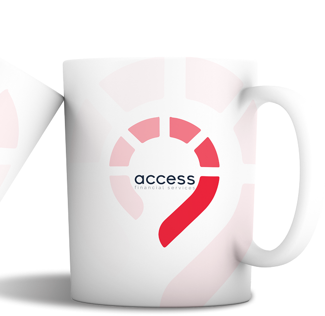 Access Financial Services branded mug